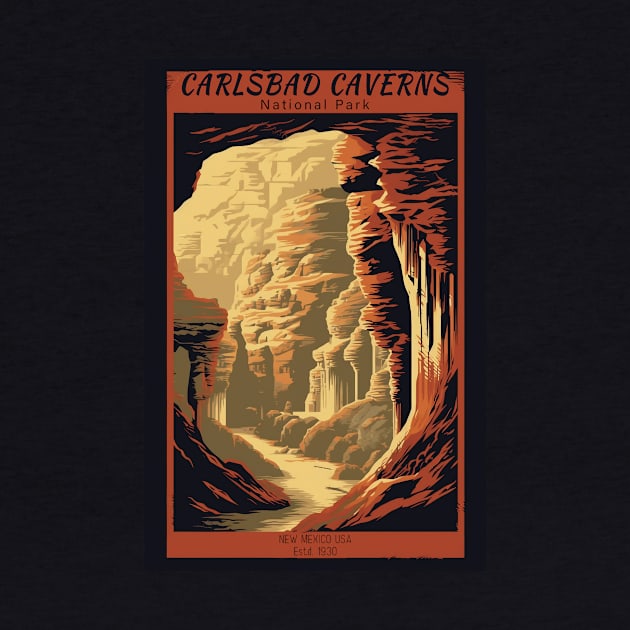 Carlsbad Caverns National Park Vintage Travel Poster by GreenMary Design